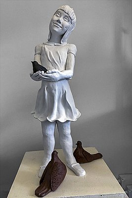 Girl with Bird 39"x15"x15"